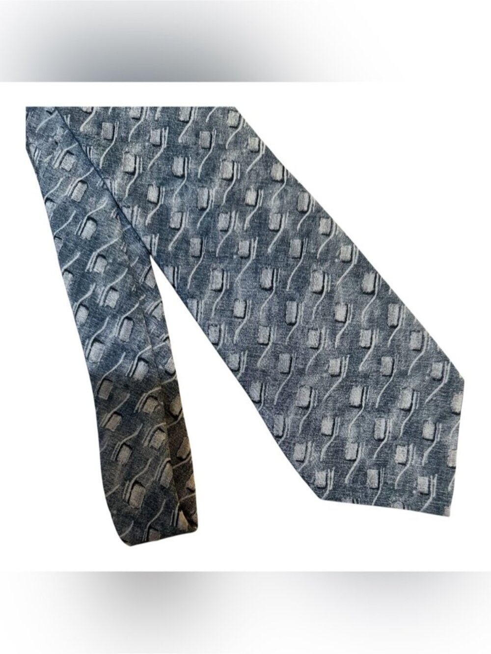 Armani Collezioni Silver-Gray Geometric Silk Tie
